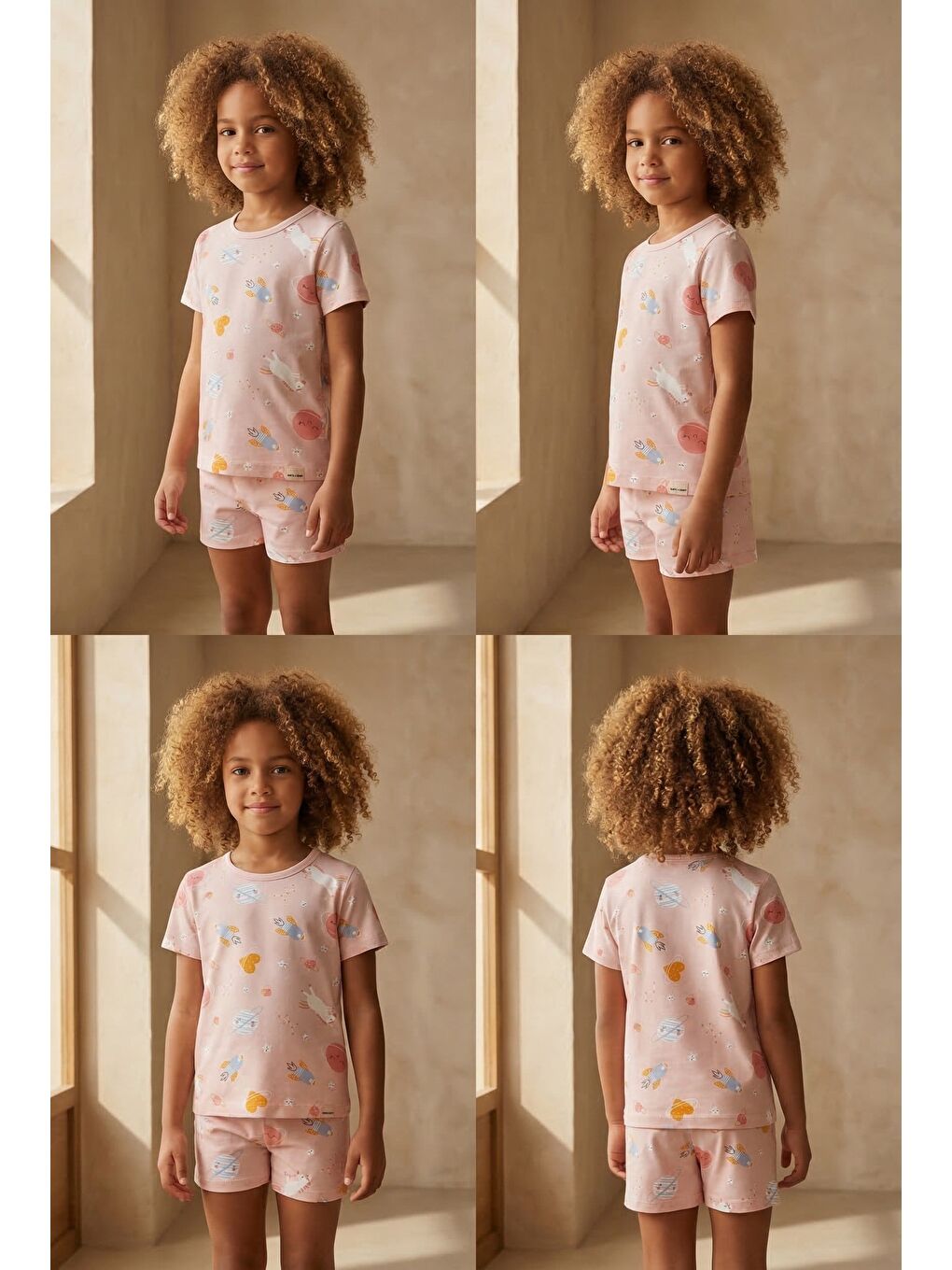 Pembe Kız Çocuk Desenli Paketli Şortlu Pijama Takımı-2