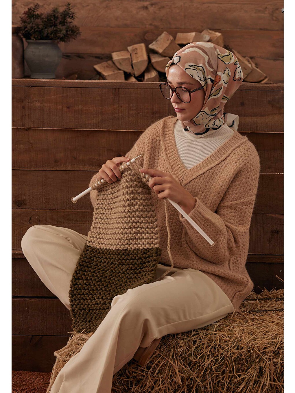 Aspen Desen Pamuk İpek Eşarp Soft Pembe-3