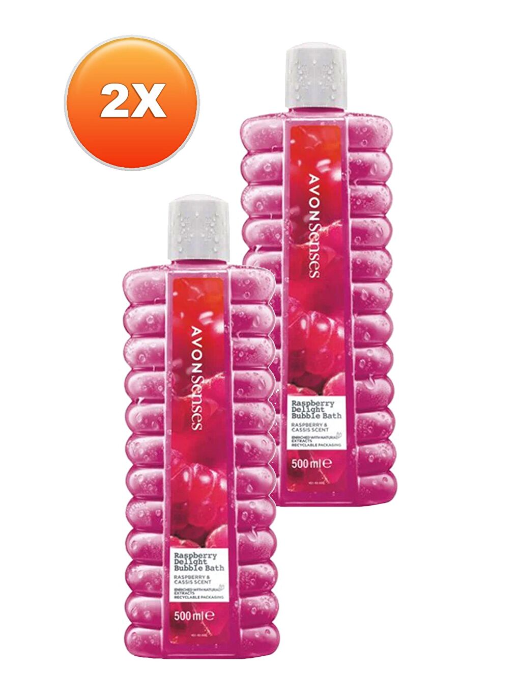 AVON Renksiz Raspberry Delight Frambuaz ve Frenk Üzümü Kokulu Banyo Köpüğü 500 Ml. İkili Set - 1