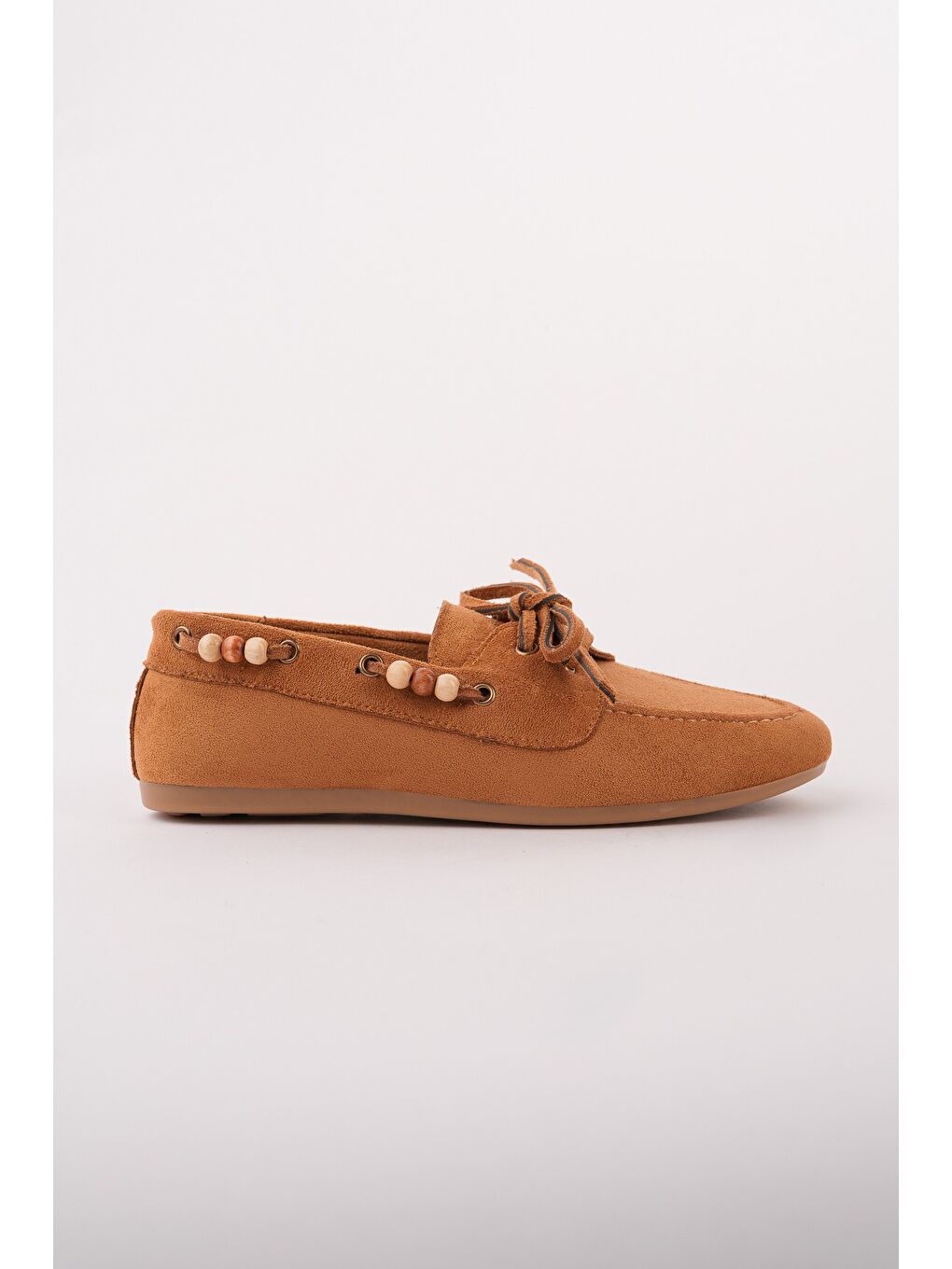 Kahverengi MULTİ Renkli Boncuk Detaylı Kadın Günlük Bağcıklı Loafer Ayakkabı