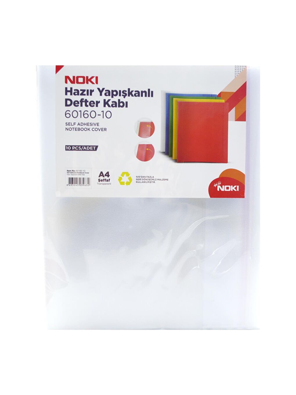 Noki A4 10'lu Şeffaf Yapışkanlı Defter Kabı 60160-10