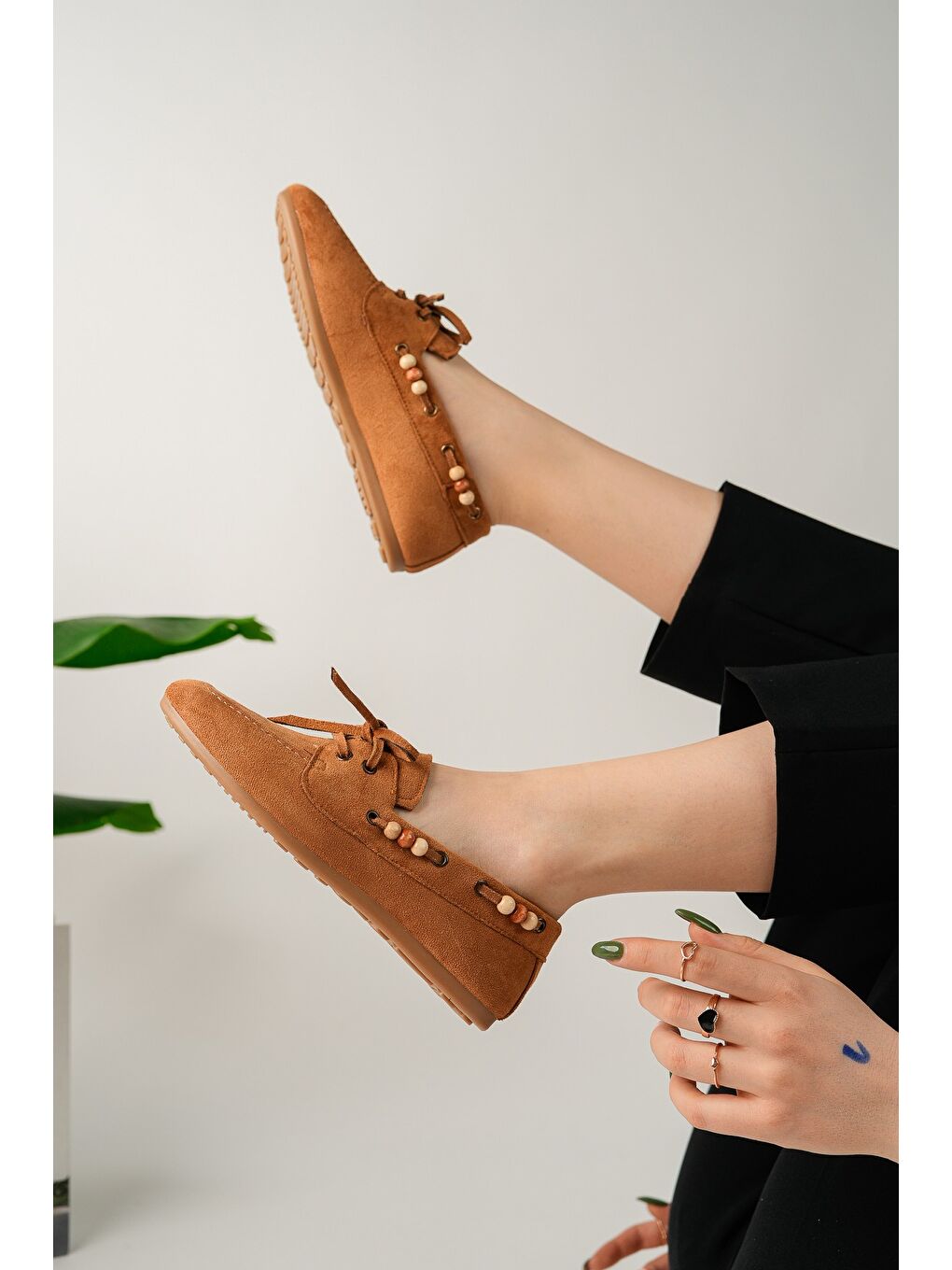 Kahverengi MULTİ Renkli Boncuk Detaylı Kadın Günlük Bağcıklı Loafer Ayakkabı-4