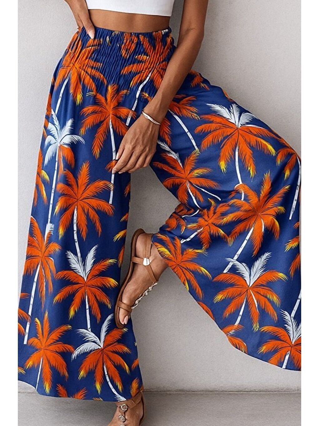 Mavi Kadın Yüksek Bel Lastikli Desenli Süprem Pantolon-2