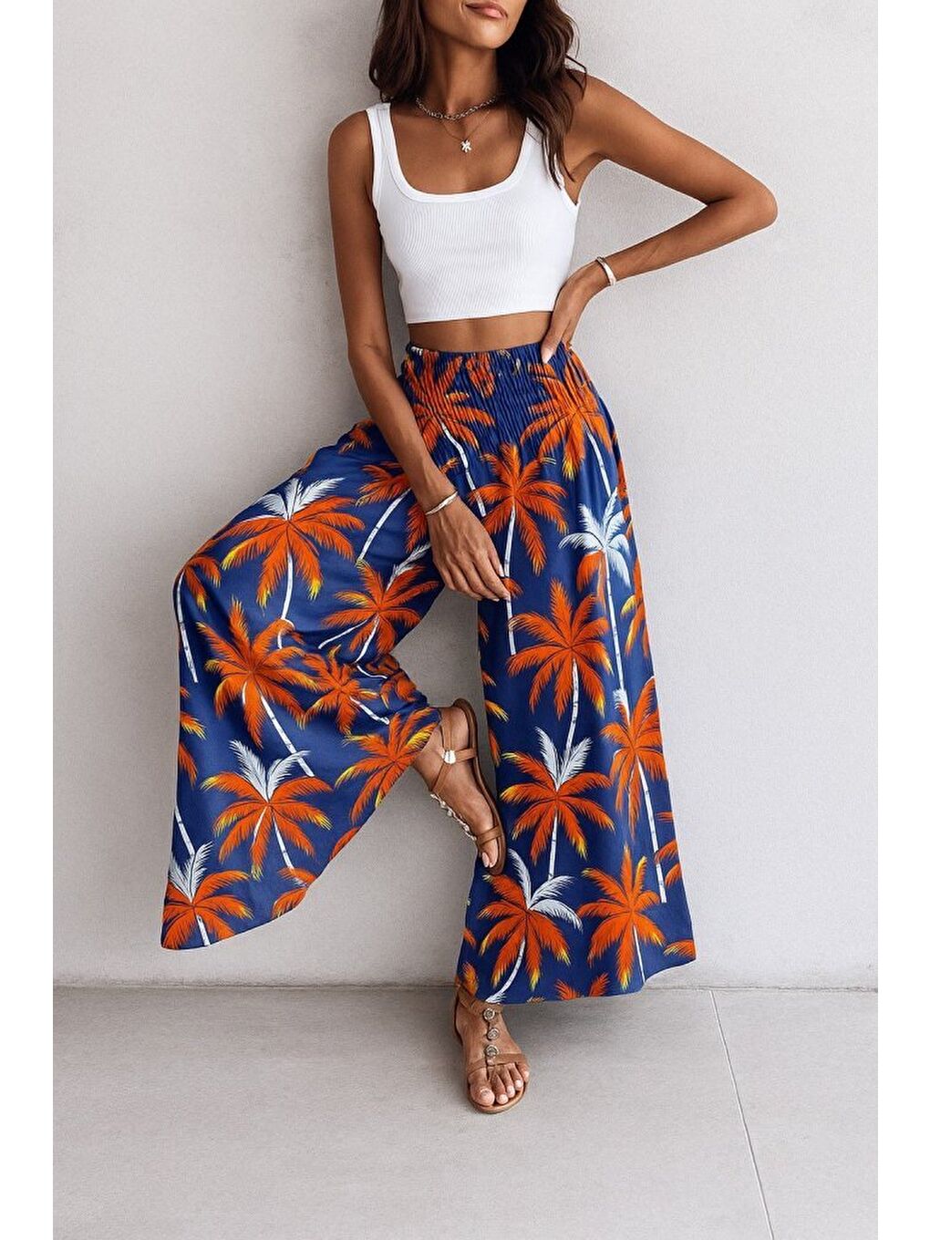 Mavi Kadın Yüksek Bel Lastikli Desenli Süprem Pantolon-3