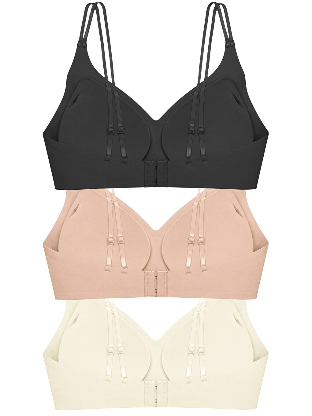 Siyah Seamless Bra - Viora | Lazer Kesim Balensiz Kontur Kabartma Detay Dikişsiz Kadın Sütyen 3'Lü Paket-2-1