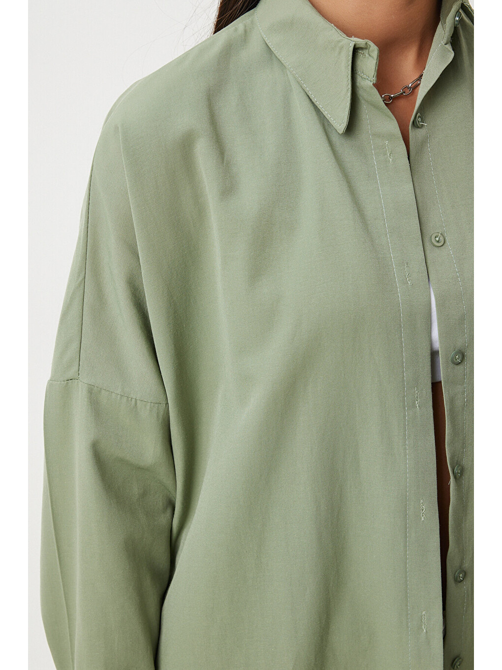 Haki Oversize Basic Gömlek HAKİ LDD0003-4