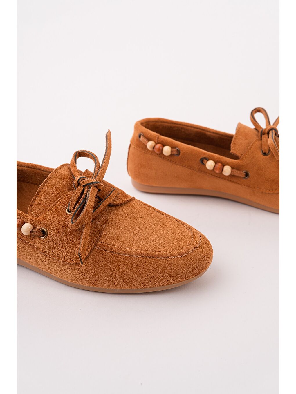 Kahverengi MULTİ Renkli Boncuk Detaylı Kadın Günlük Bağcıklı Loafer Ayakkabı-7