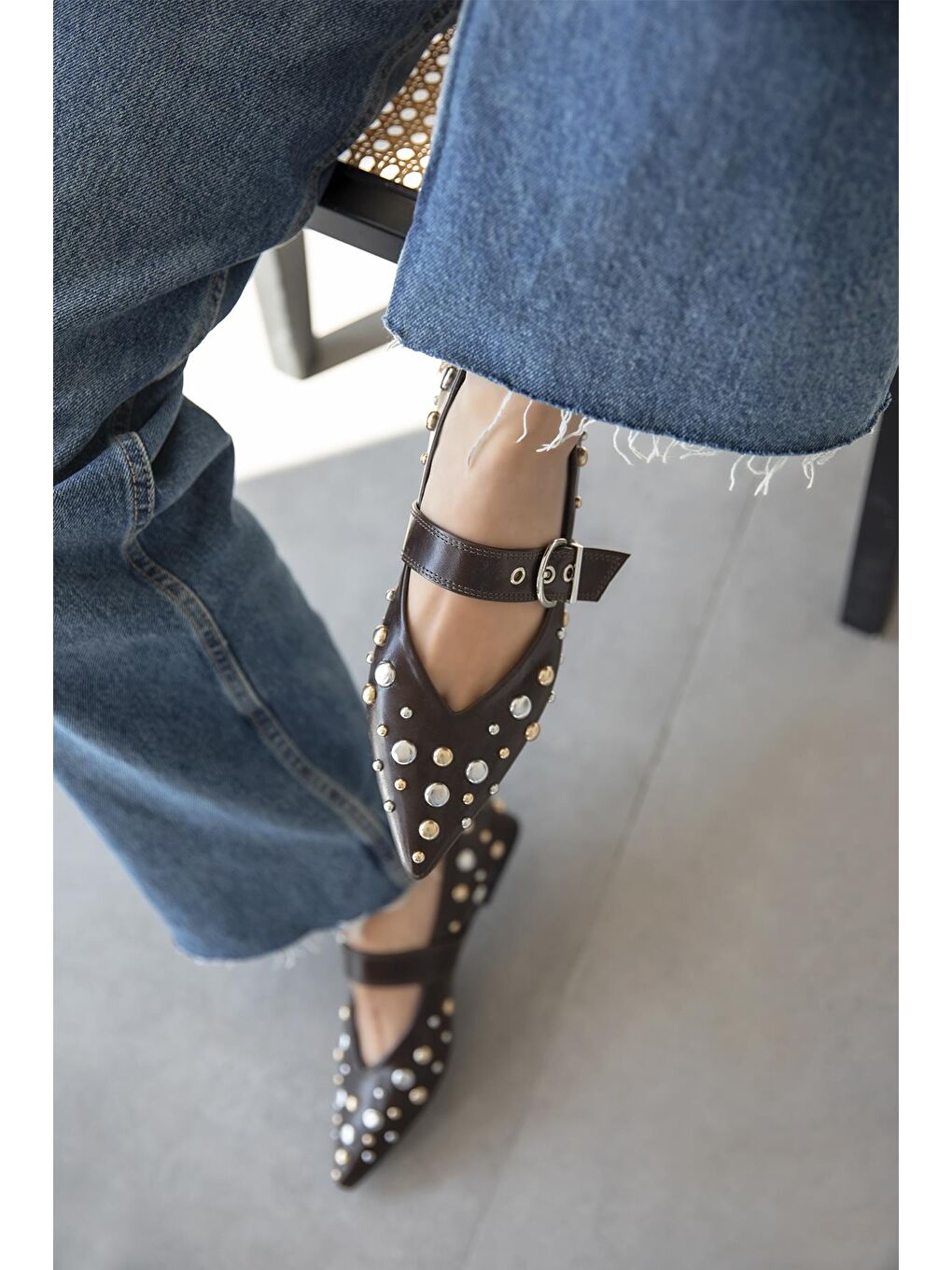 Kahverengi Aqua  Kadın  Drop  Detay  Deri  Babet Kahve-1