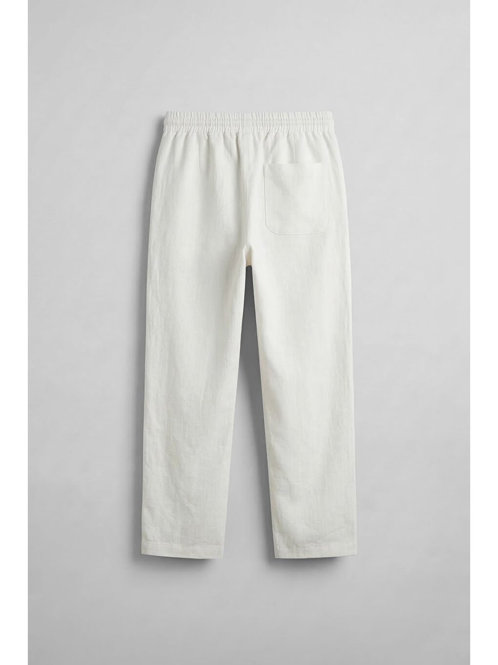 Erkek Baggy Fit Halat Kordonlu Keten Görünümlü Pantolon Ekru-1