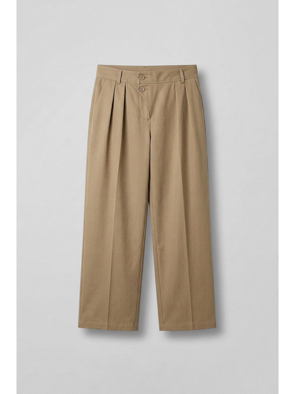 Erkek Baggy Fit Asimetrik Pileli Lyocell Pantolon Bej