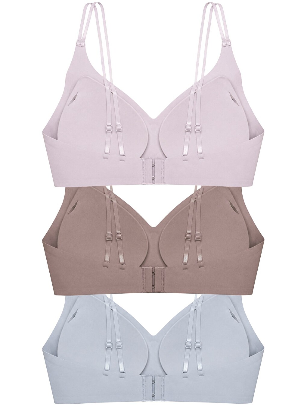 Kahverengi Seamless Bra - Viora | Lazer Kesim Balensiz Kontur Kabartma Detaylı Dikişsiz Kadın Sütyen 3'Lü Paket-1