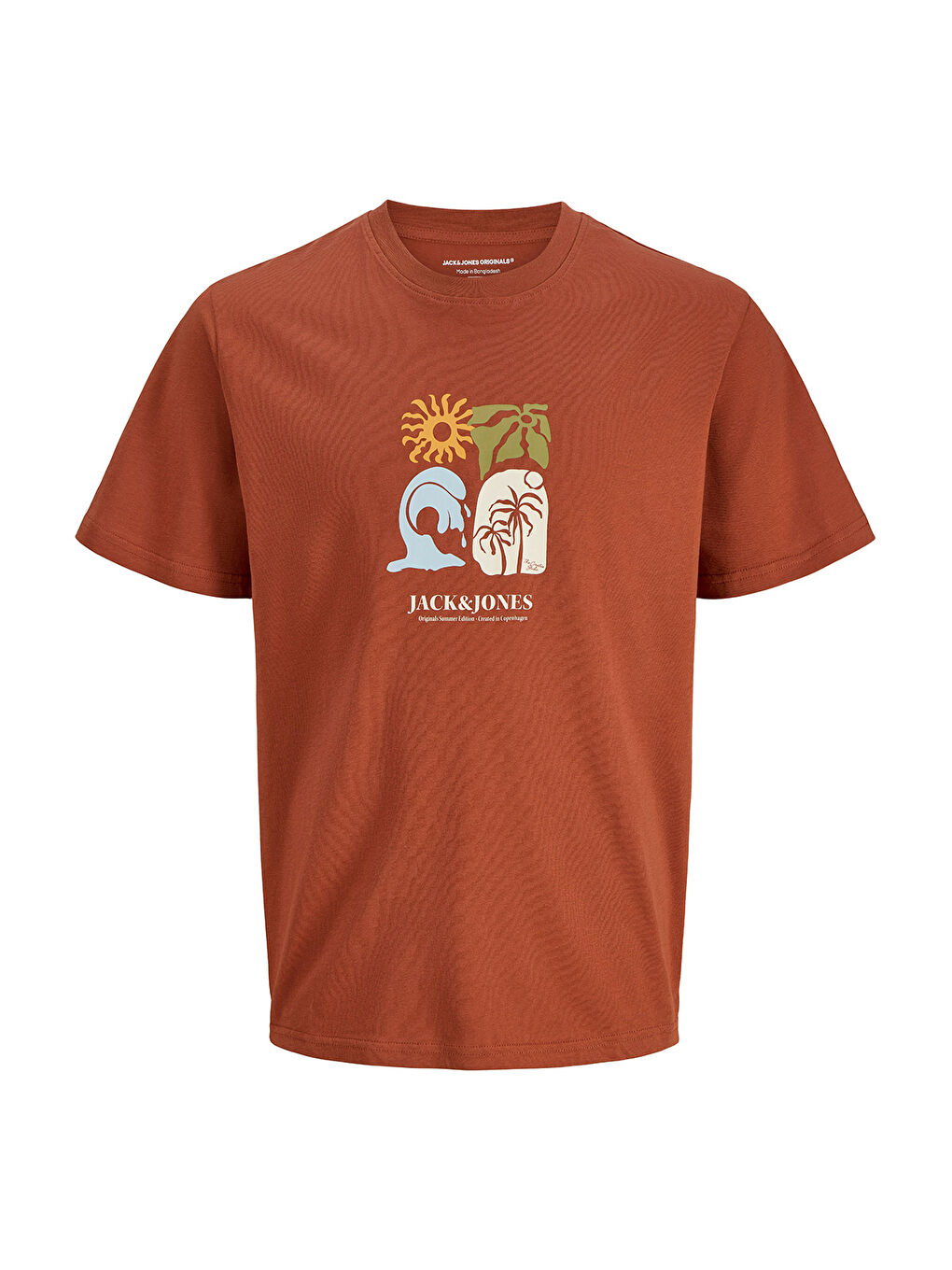 Califa Erkek Kahverengi Yuvarlak Yaka Tişört