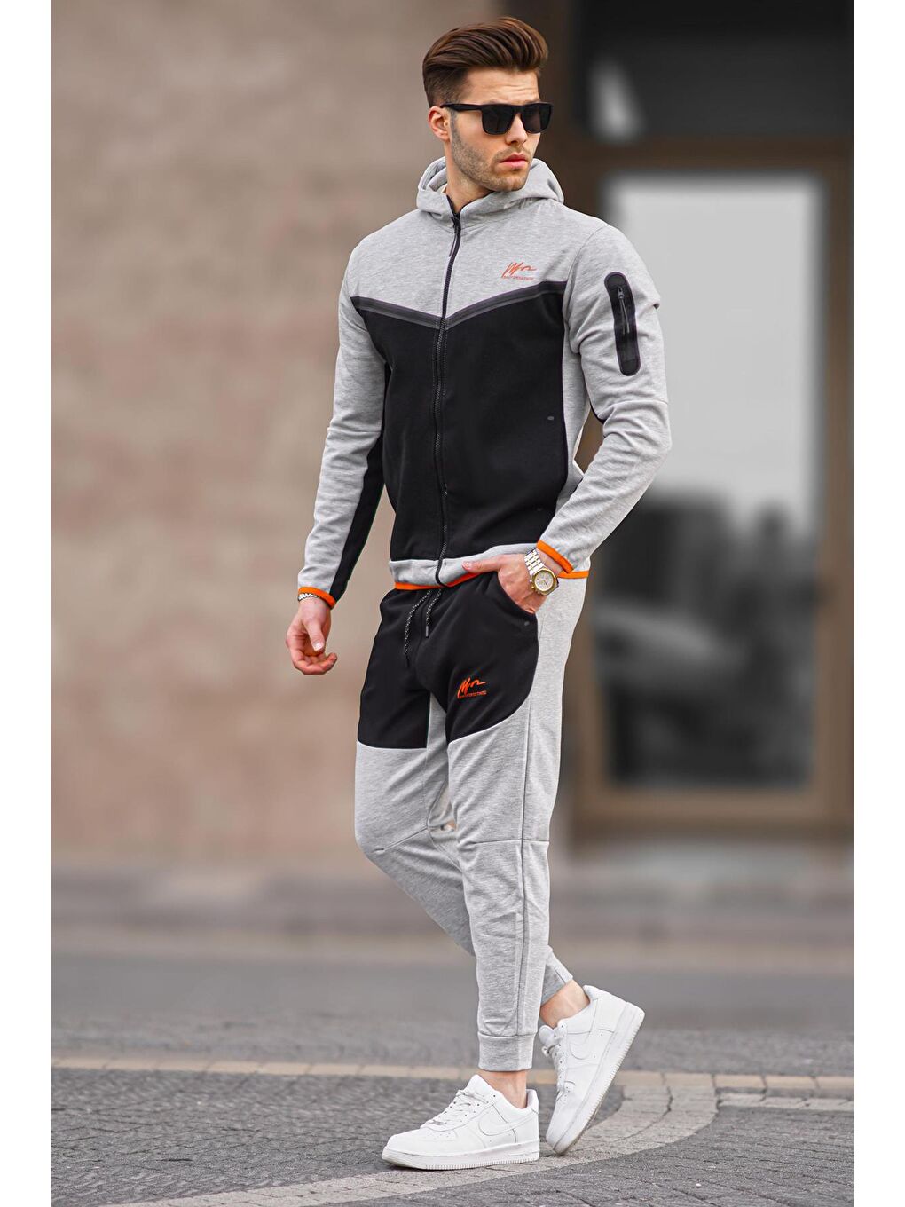 Koyu Gri Fermuarlı Erkek Eşofman Takımı 5697-1