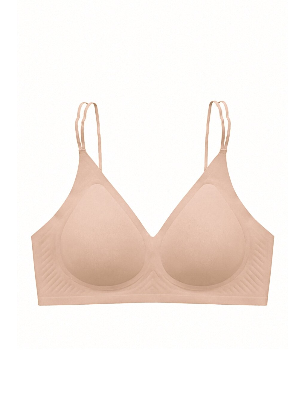 Bej Seamless Bra - Viora | Ten Lazer Kesim Balensiz Kontur Kabartma Detaylı Dikişsiz Kadın Sütyen