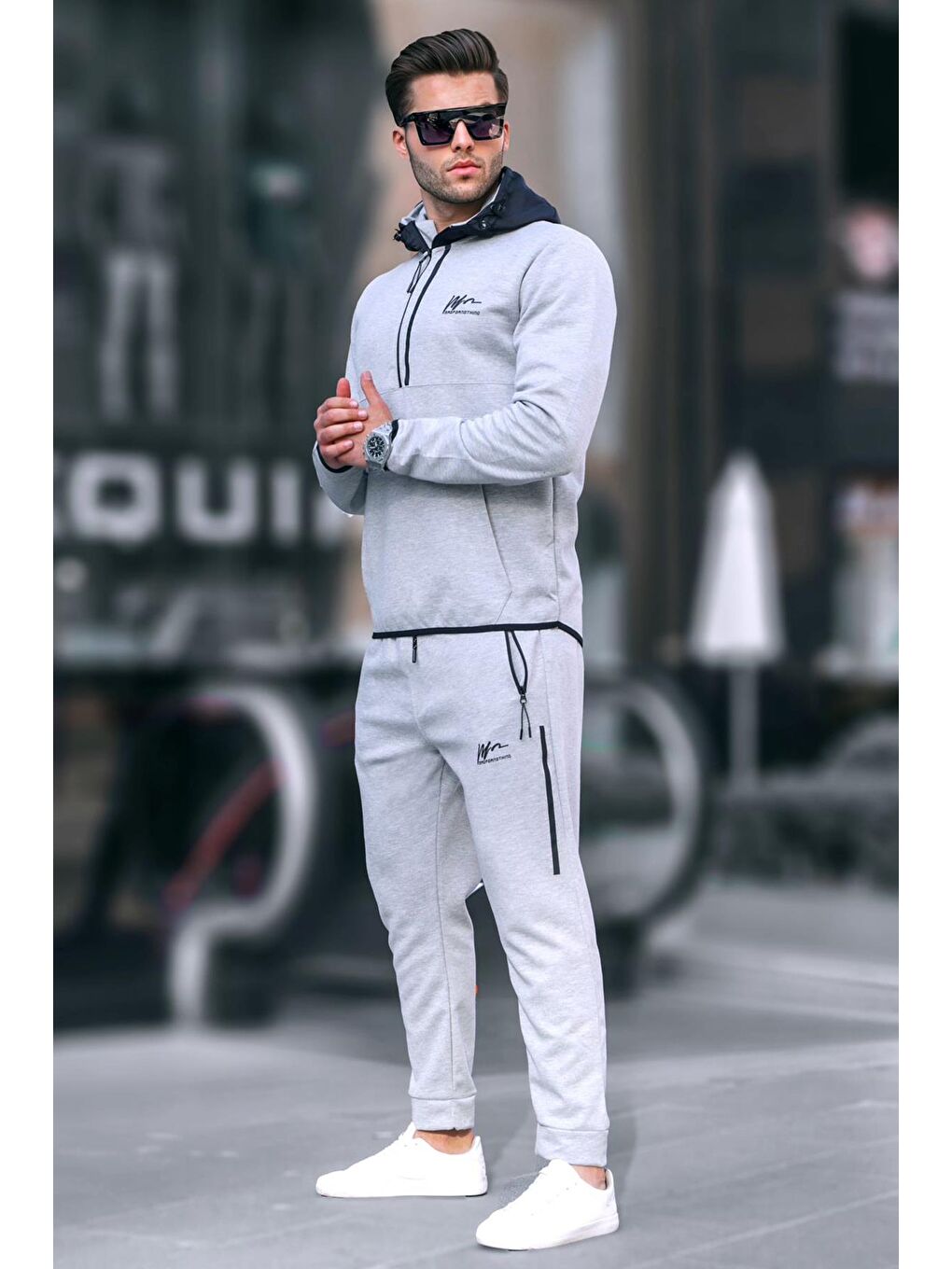 Grimelanj Fermuarlı Kapüşonlu Erkek Eşofman Takımı 6843-1