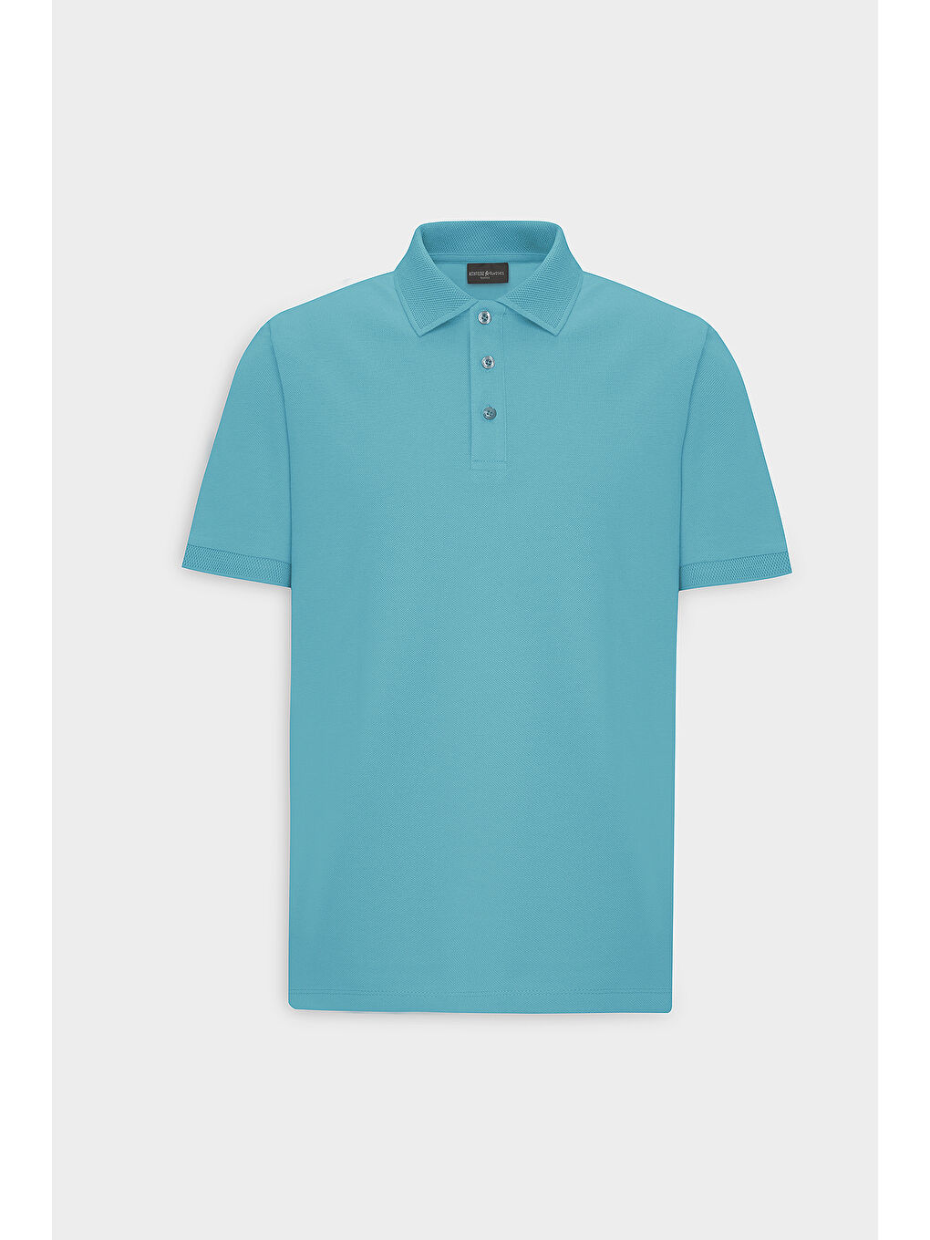 Erkek Petrol Slim Fit Dar Kesim Polo Yaka %100 Pamuk Kısa Kollu Tişört-6