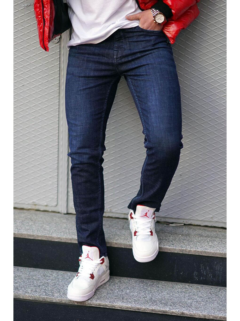 Koyu Mavi slim fit Erkek Jean 6861-4