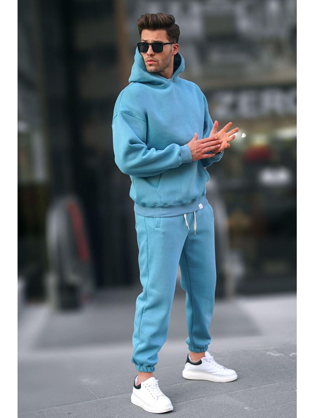 Açık Mavi Kapüşonlu Basic Eşofman Takımı 5925-1