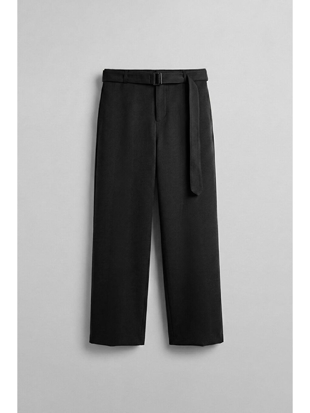 Erkek Baggy Fit Smart Casual Kemerli Pantolon Siyah