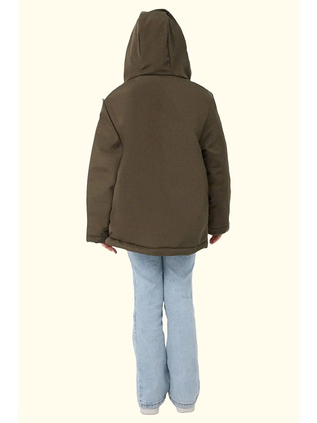 Haki Kız Çocuk Kürklü Su Ve Rüzgar Geçirmez Kapüşonlu 3 Kışlık Mont & Kaban & Parka-3