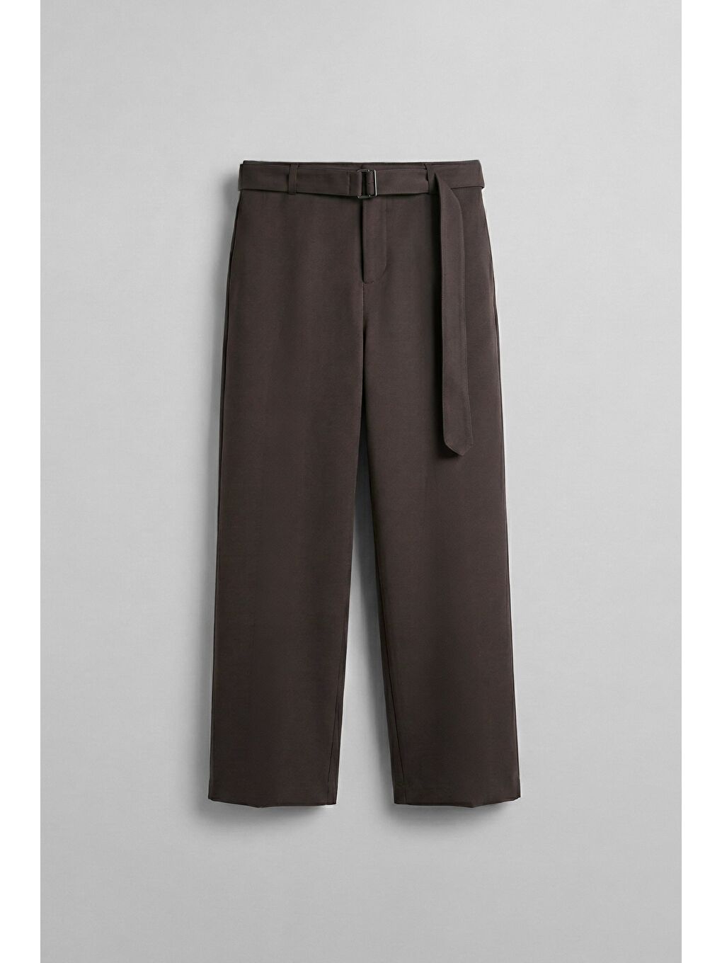 Erkek Baggy Fit Smart Casual Kemerli Pantolon Kahverengi