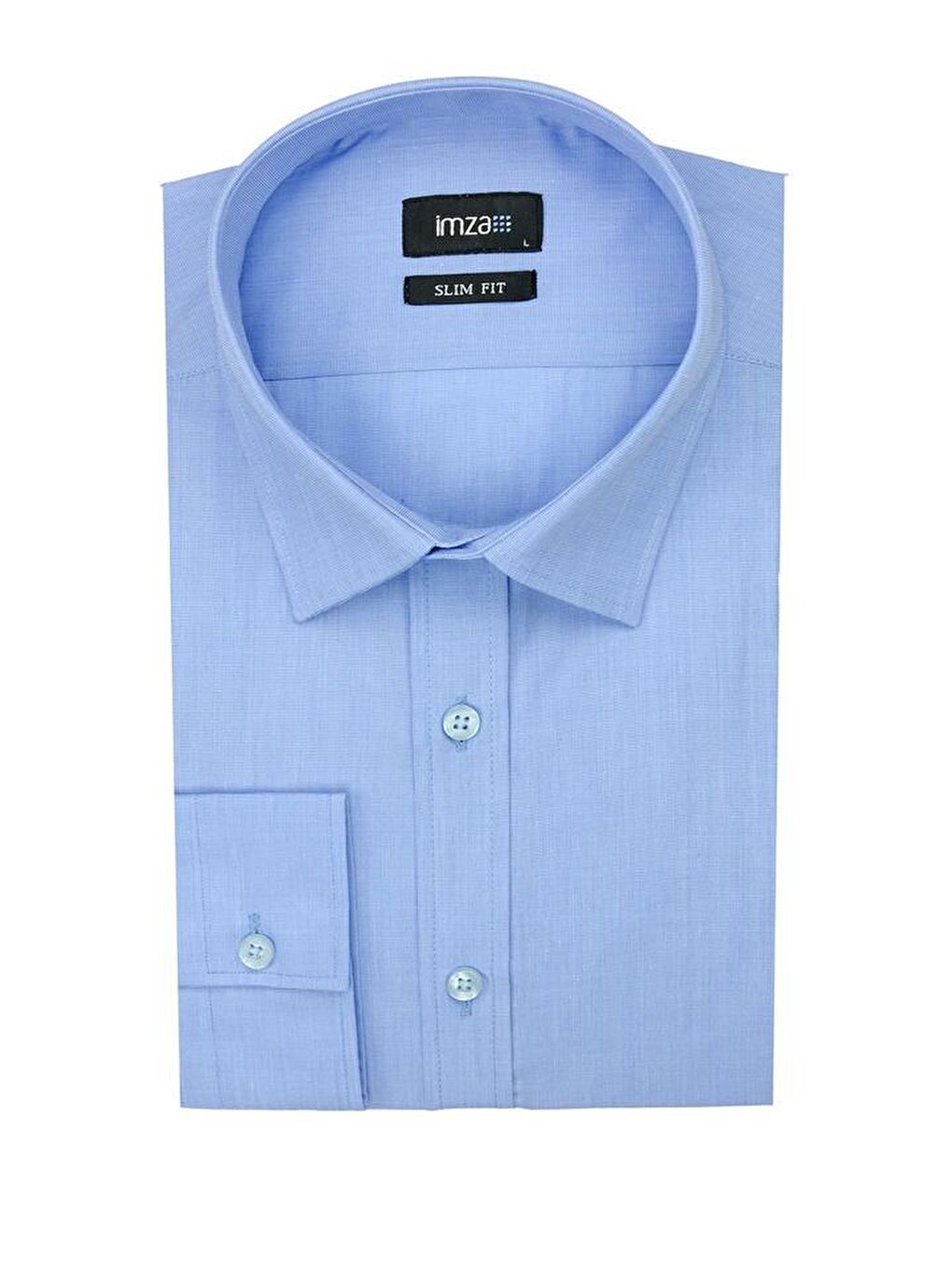 Mavi Uzun Kol Filafil Sert Yaka  Slim Fit Dar Kesim Basic Gömlek 1004190008