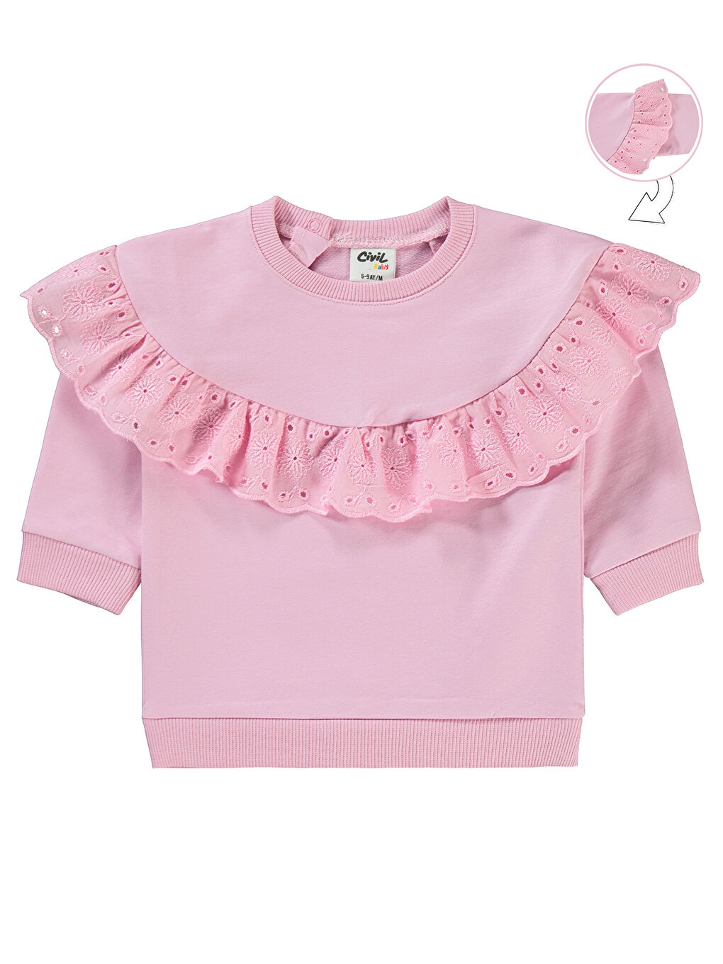 Civil Pembe Kız Bebek Sweatshirt 6-18 Ay Pembe