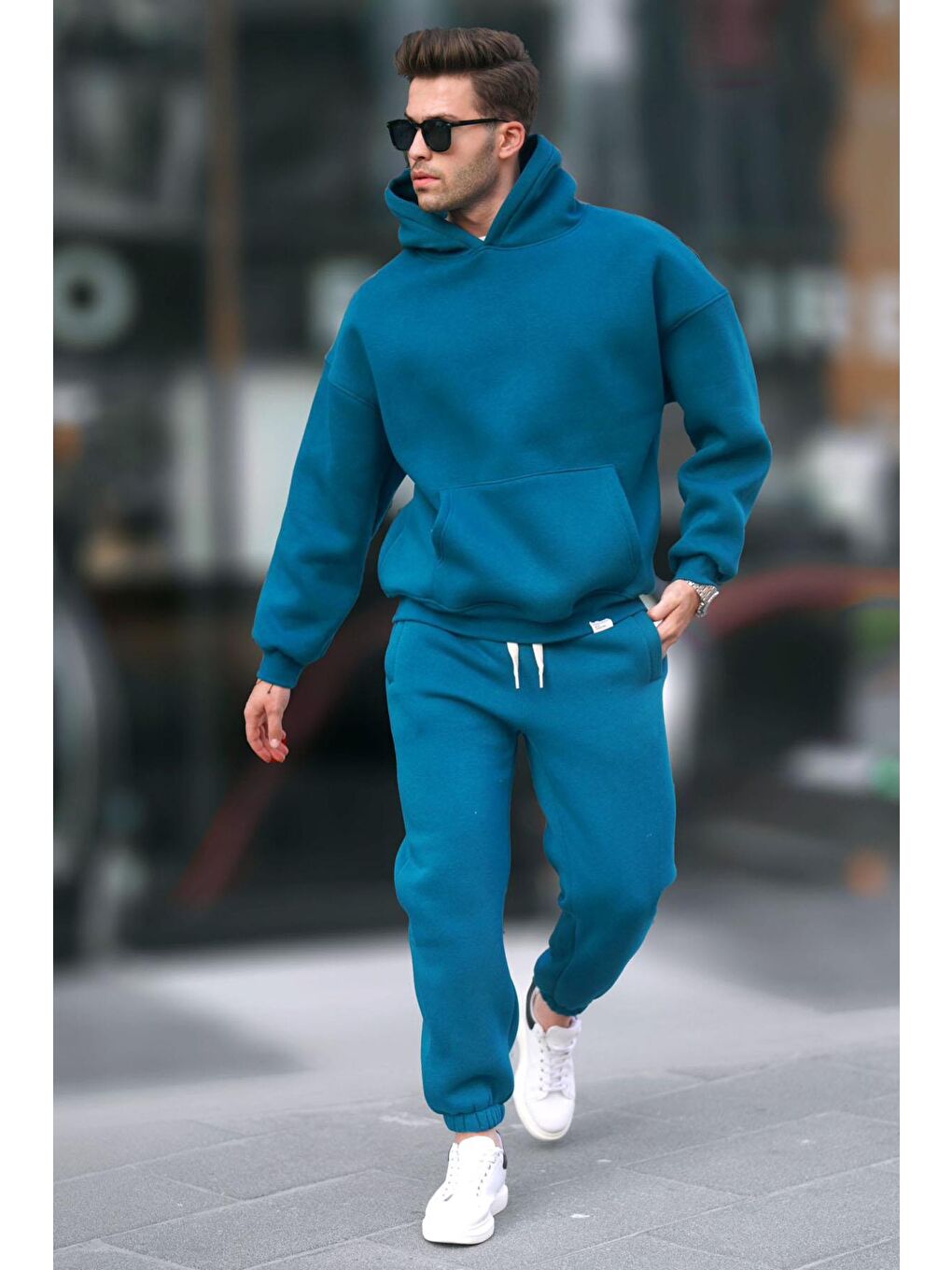 Petrol Mavisi Kapüşonlu Basic Eşofman Takımı 5925-1