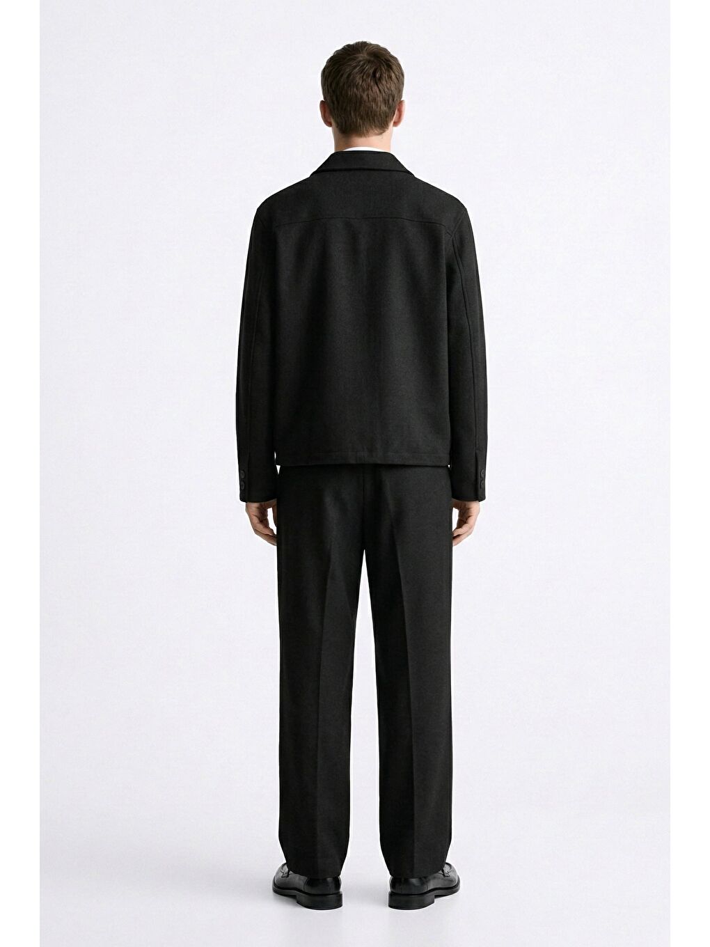 Erkek Relaxed Fit Bol Paça Keten Görünümlü Pileli Pantolon Siyah-3