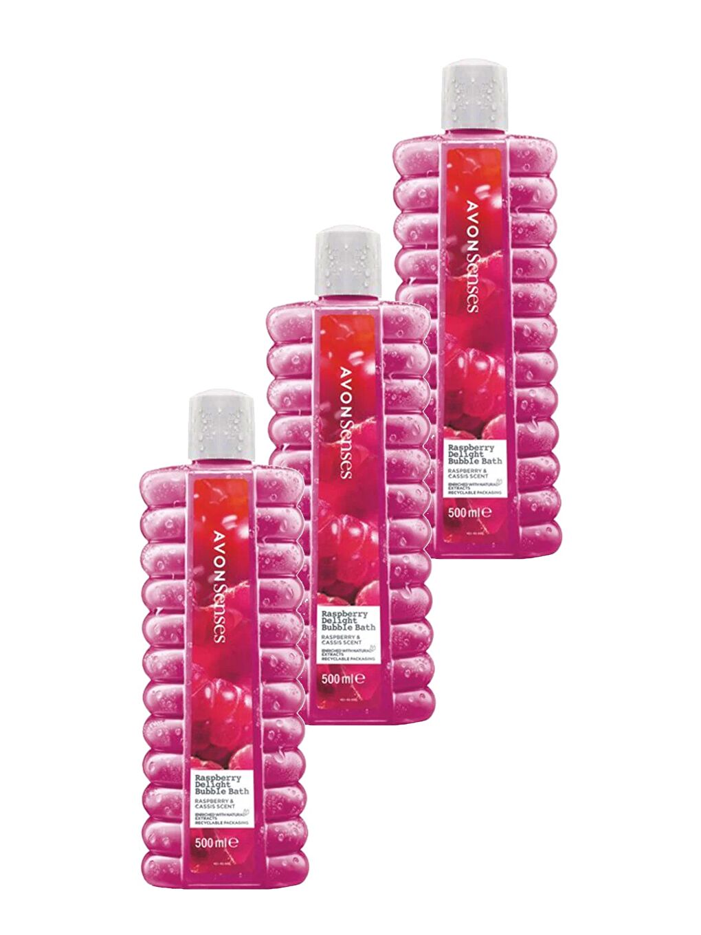 AVON Renksiz Raspberry Delight Frambuaz ve Frenk Üzümü Kokulu Banyo Köpüğü 500 Ml. Üçlü Set