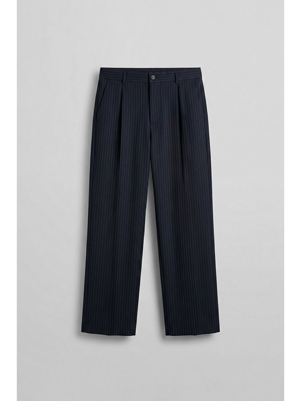 Erkek Premium Relaxed Fit Çizgili Takım Pantolonu Lacivert