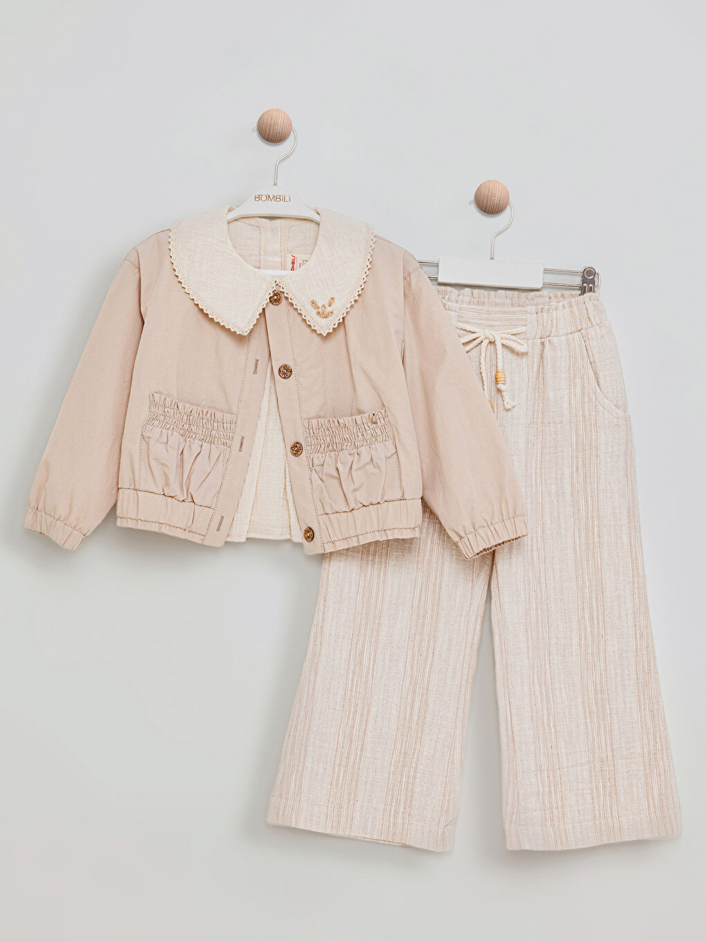 Kız Çocuk 3'lü Takım 2-5 Yaş Bej