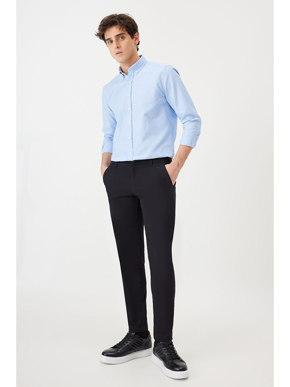 Erkek Mavi 2'li Pamuklu Kolay Ütülenebilir Slim Fit Dar Kesim Oxford Gömlek Paketi-1