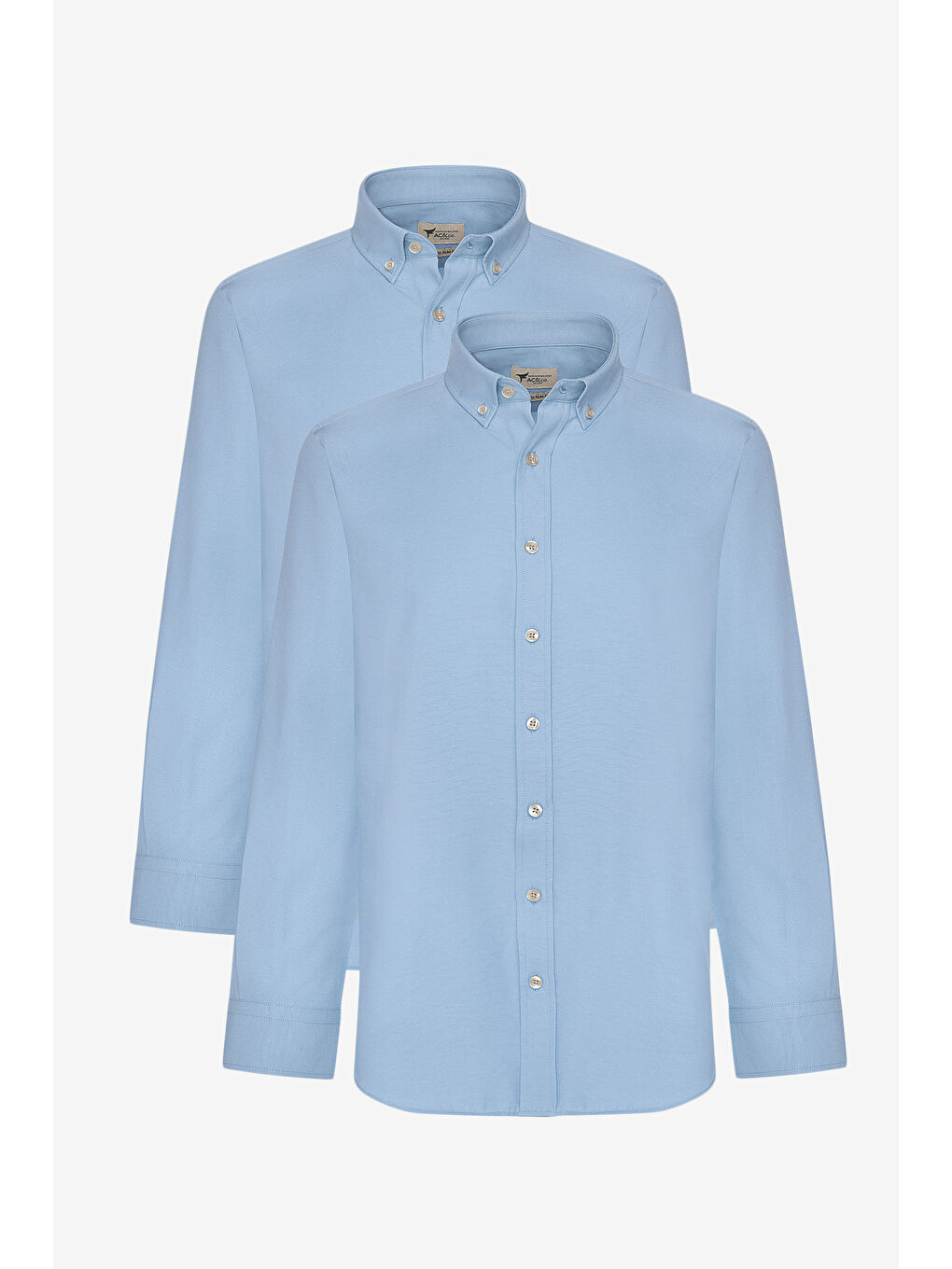 Erkek Mavi 2'li Pamuklu Kolay Ütülenebilir Slim Fit Dar Kesim Oxford Gömlek Paketi-4