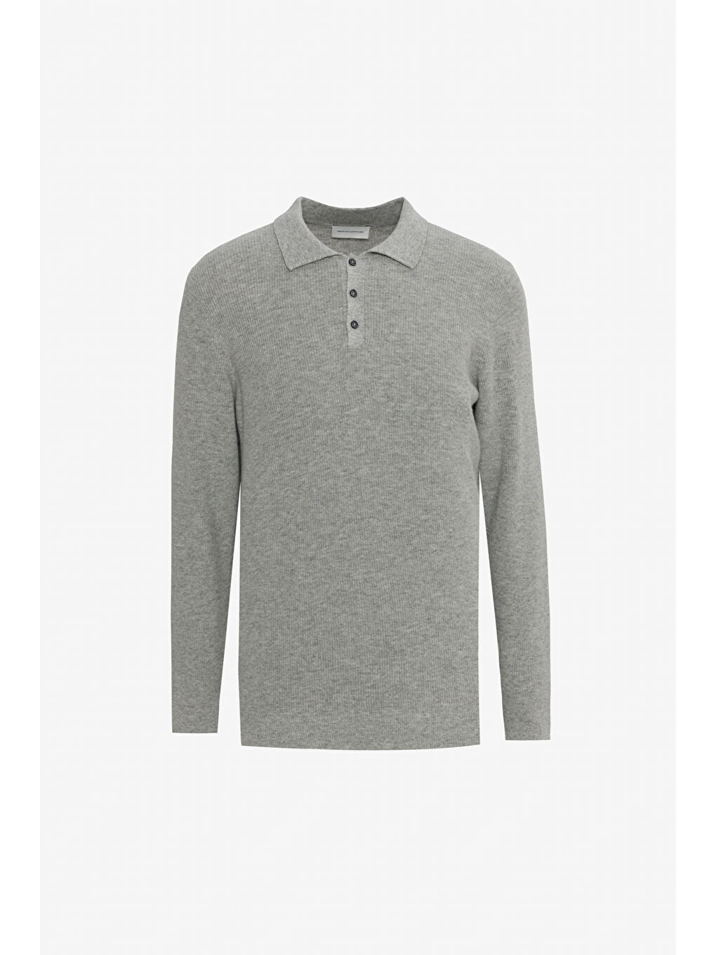 Erkek Açık Gri-Melanj Yünlü Standart Fit Normal Kesim Polo Yaka Triko Kazak-5