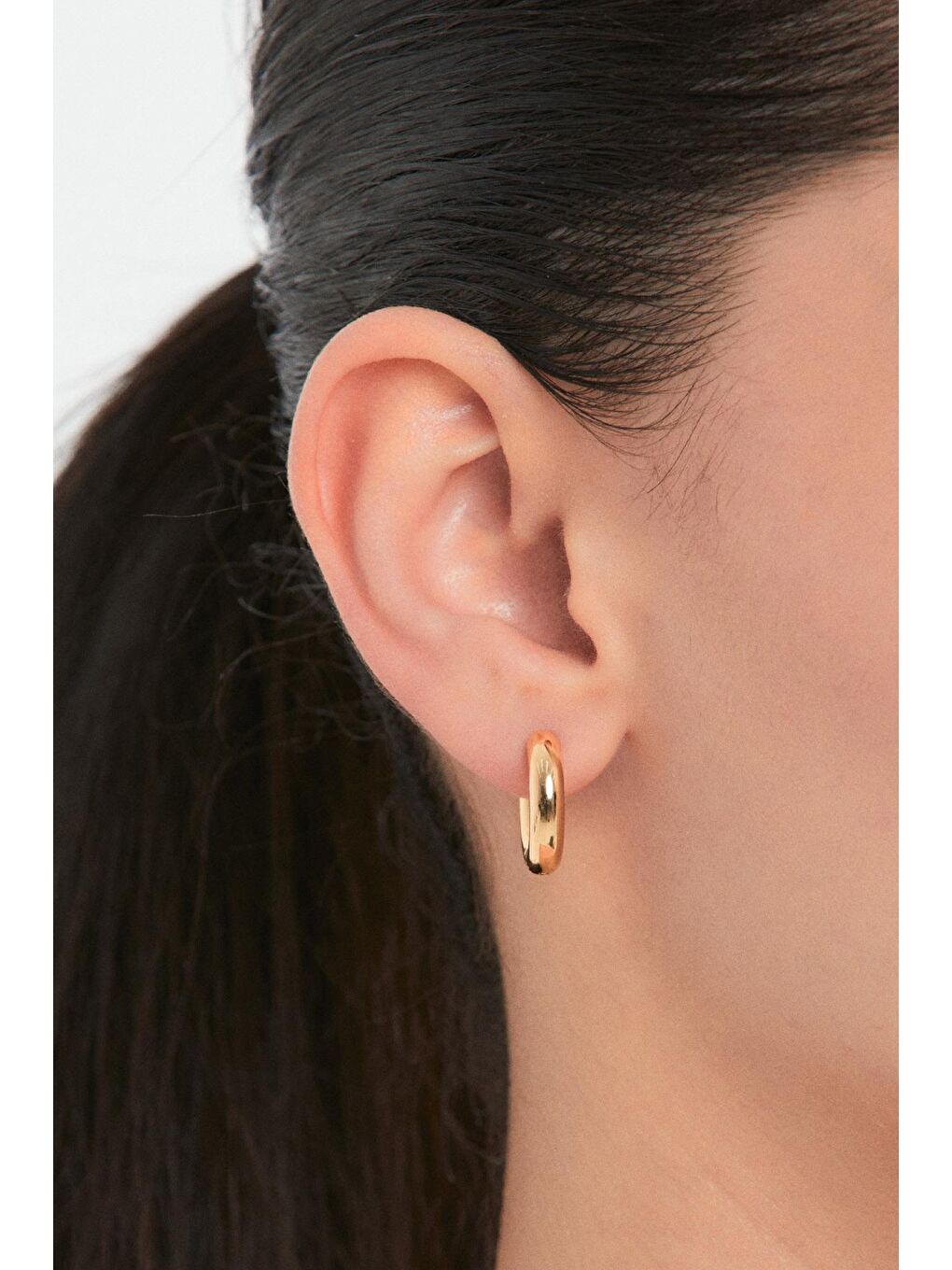 Sarı Kalın Halkalı Klips Küpe-1