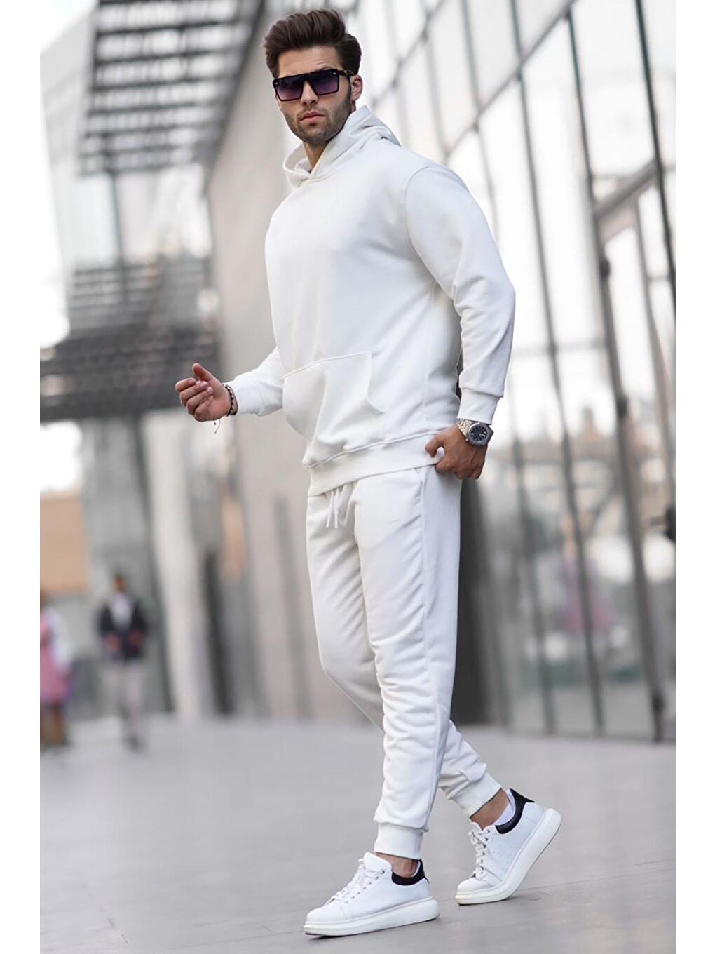 Ekru Kapüşonlu Basic Eşofman Takımı 5928