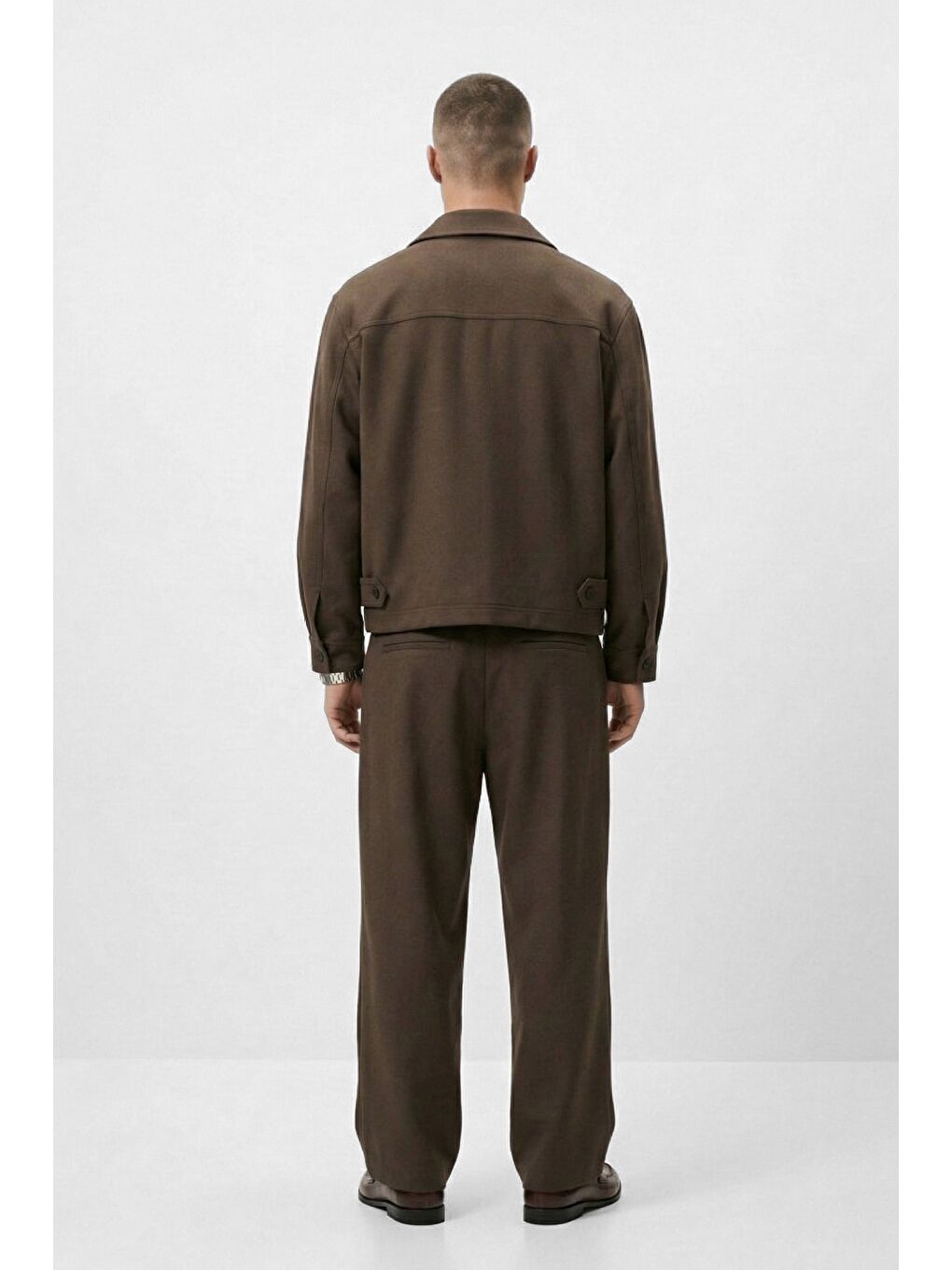 Erkek Smart Casual Bol Paça Relaxed Fit Pantolon Kahverengi-3