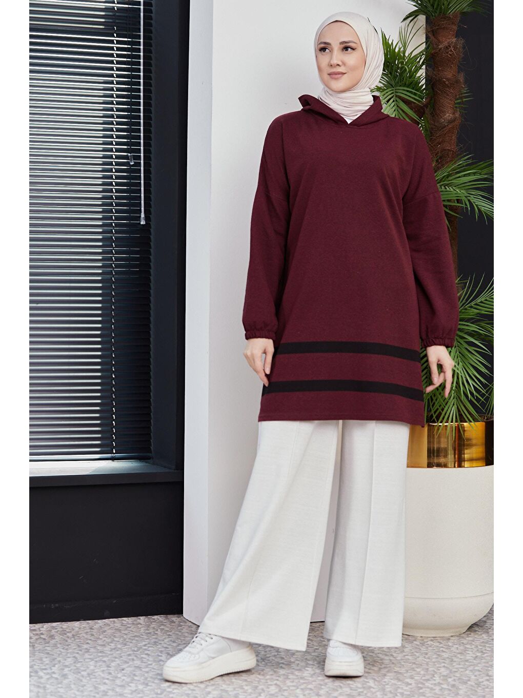 Orta Kadın Bordo Tunık - 3433