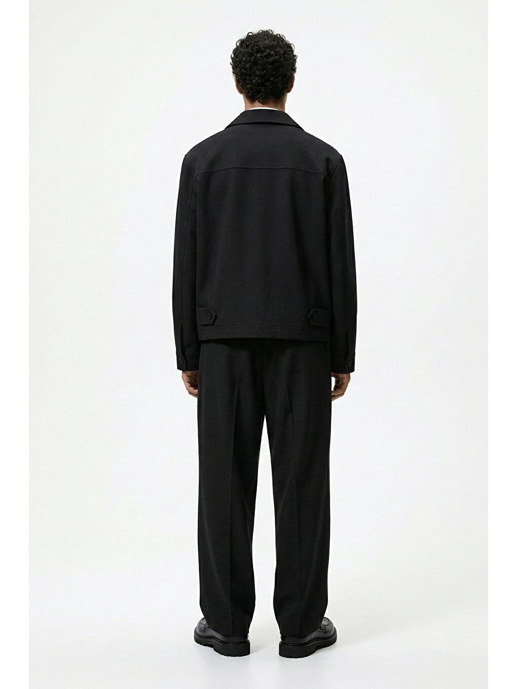 Erkek Smart Casual Bol Paça Relaxed Fit Pantolon Siyah-3