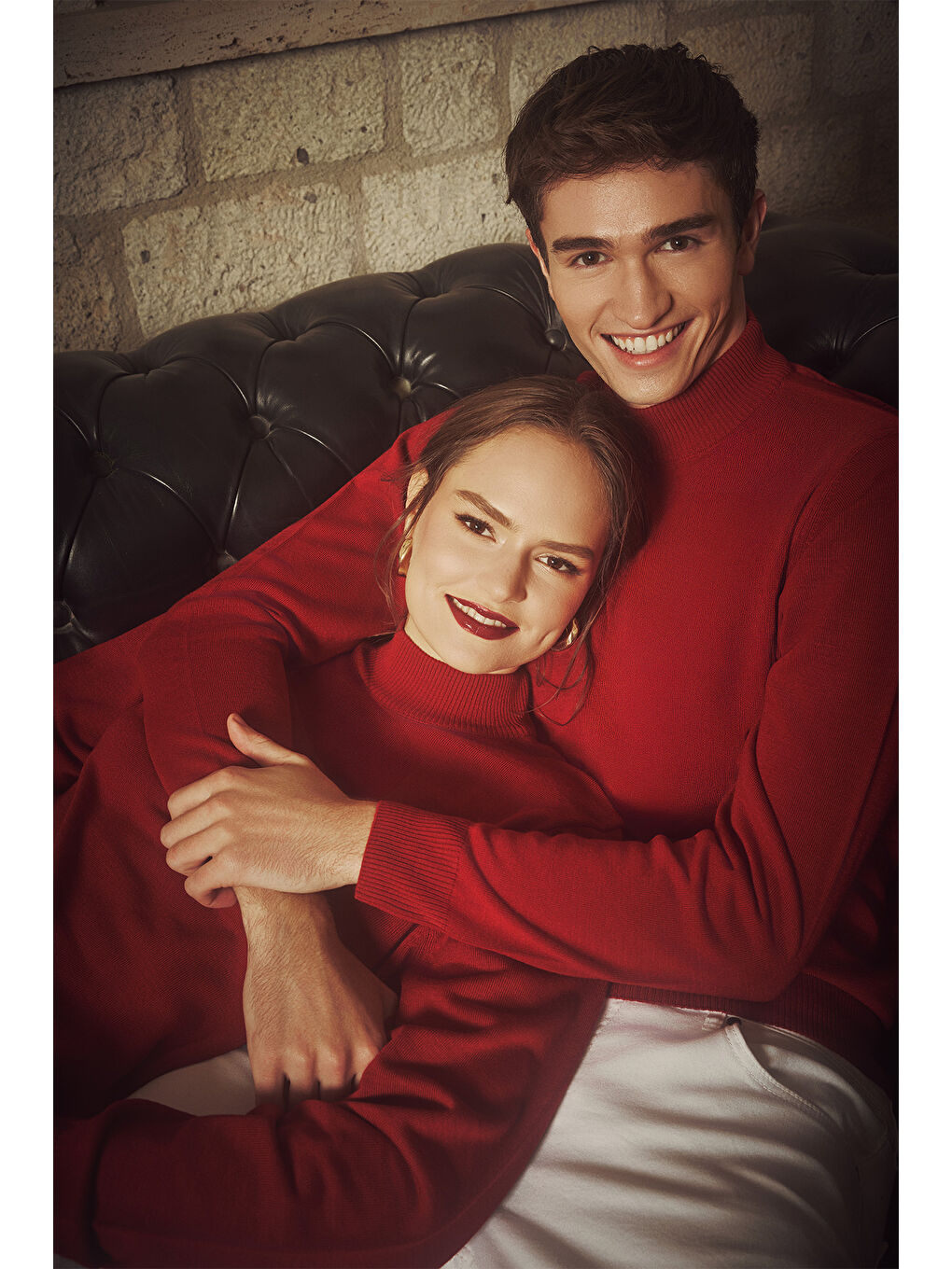 Erkek Kırmızı Tüylenme Yapmayan Anti-Pilling Standart Fit Yarım Balıkçı Yaka Triko Kazak-5