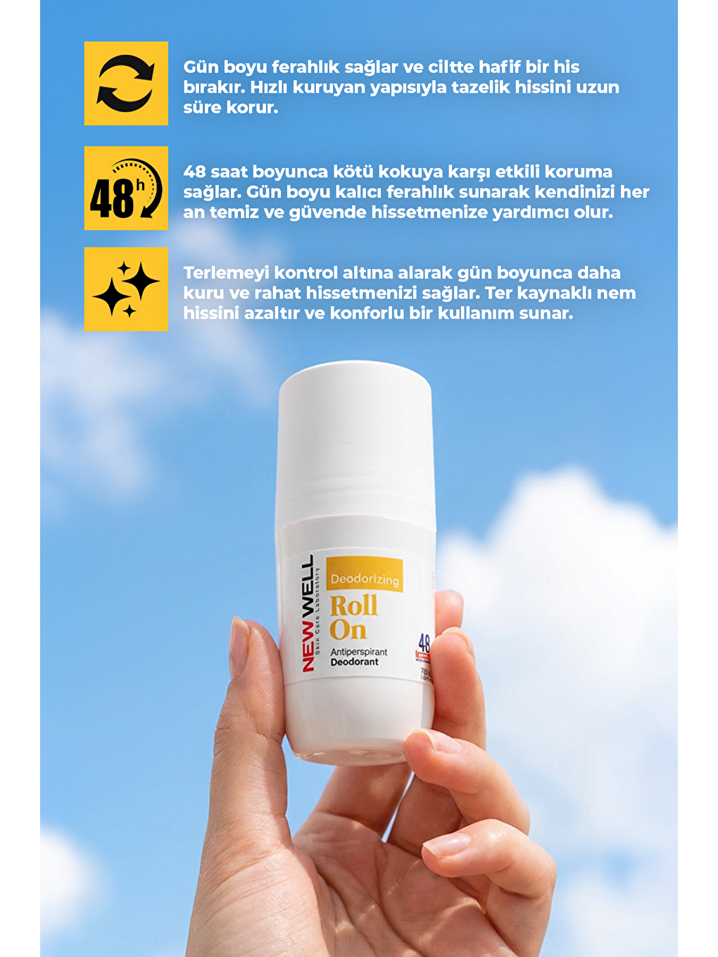 Deodorizing Roll On Terleme Önleyici Koltuk Altı Roll On (Sarı) 75 ML-2