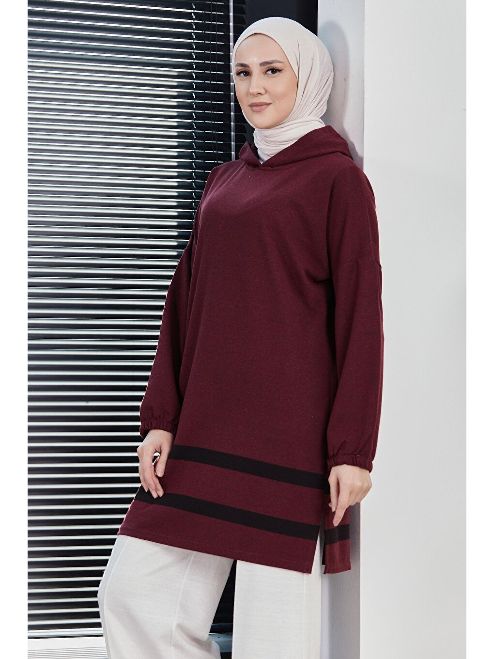 Orta Kadın Bordo Tunık - 3433-4