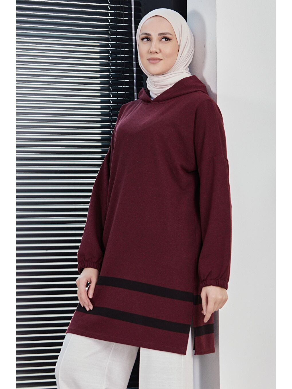 Orta Kadın Bordo Tunık - 3433-5
