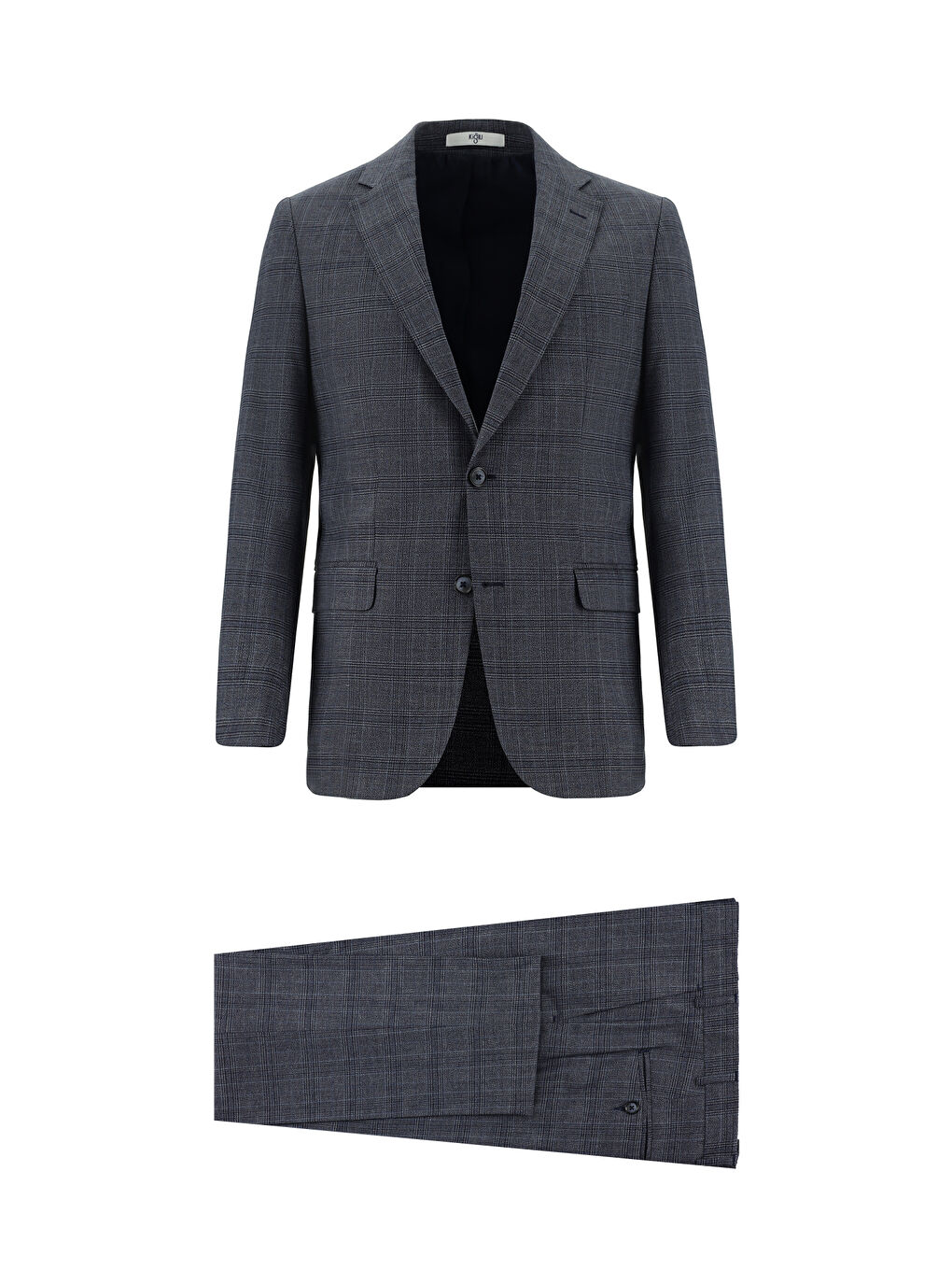 Lacivert Regular Fit Klasik Ekose Takım Elbise