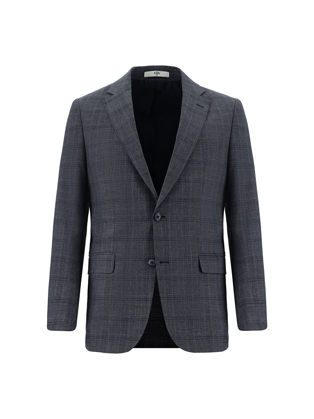 Lacivert Regular Fit Klasik Ekose Takım Elbise-1