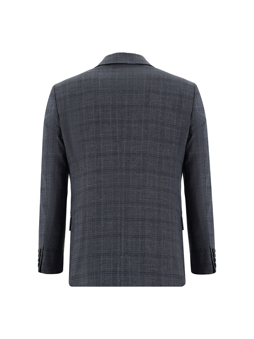 Lacivert Regular Fit Klasik Ekose Takım Elbise-2