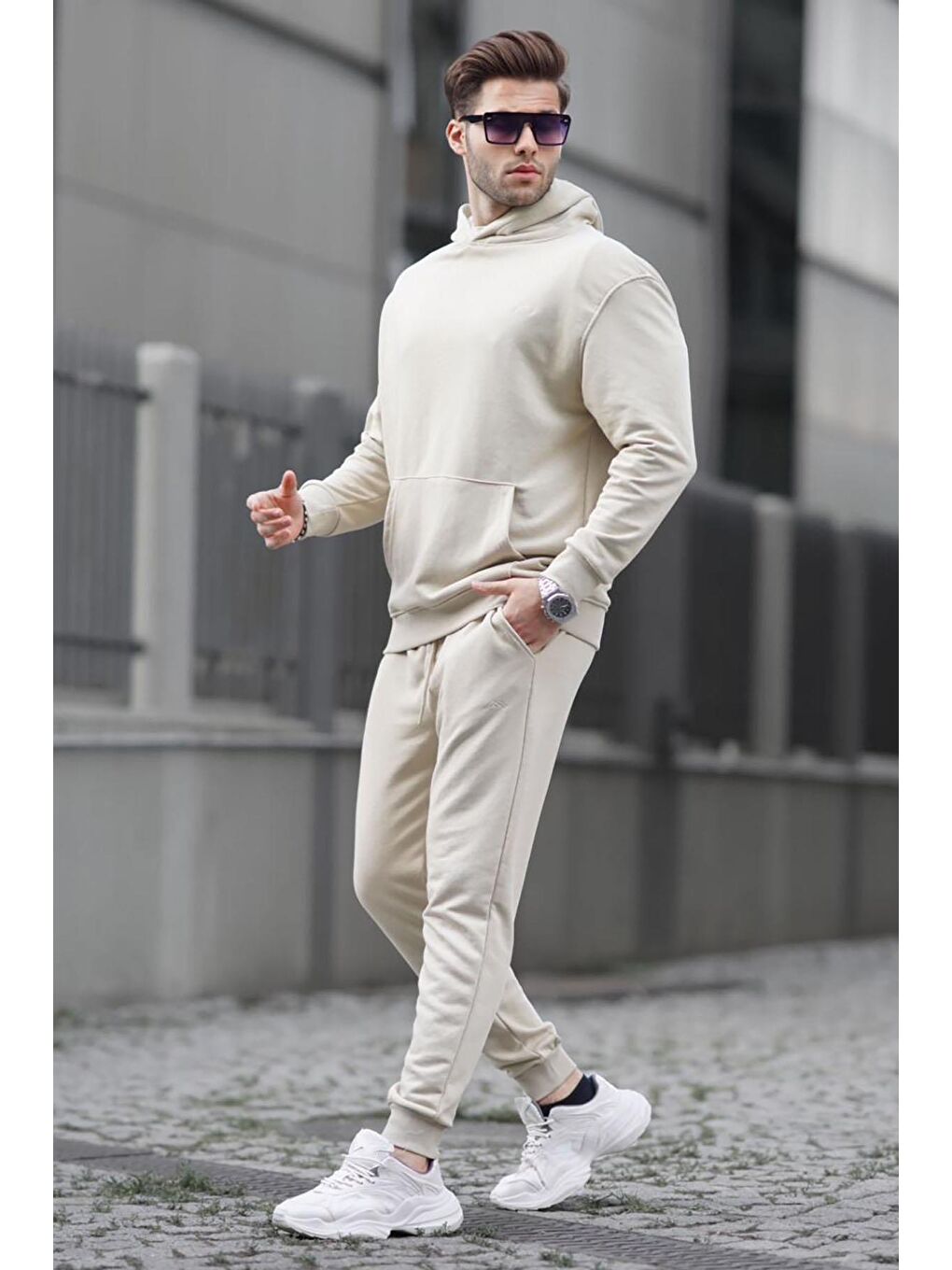 Bej Kapüşonlu Basic Eşofman Takımı 5928