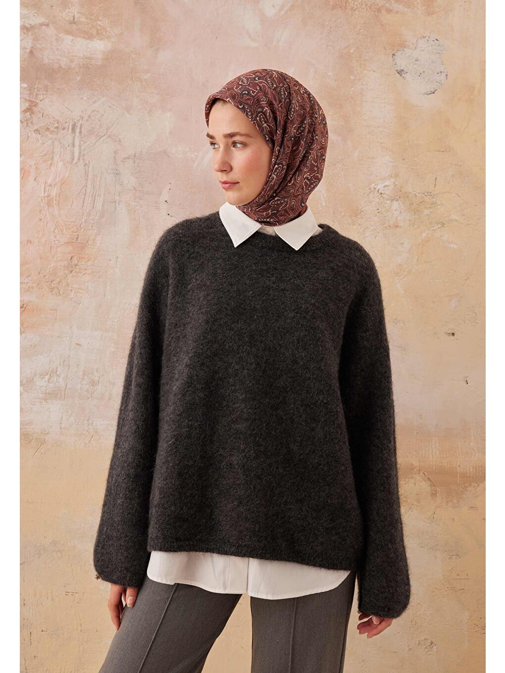 Paısley Desen Pamuk İpek Eşarp Bordo-2