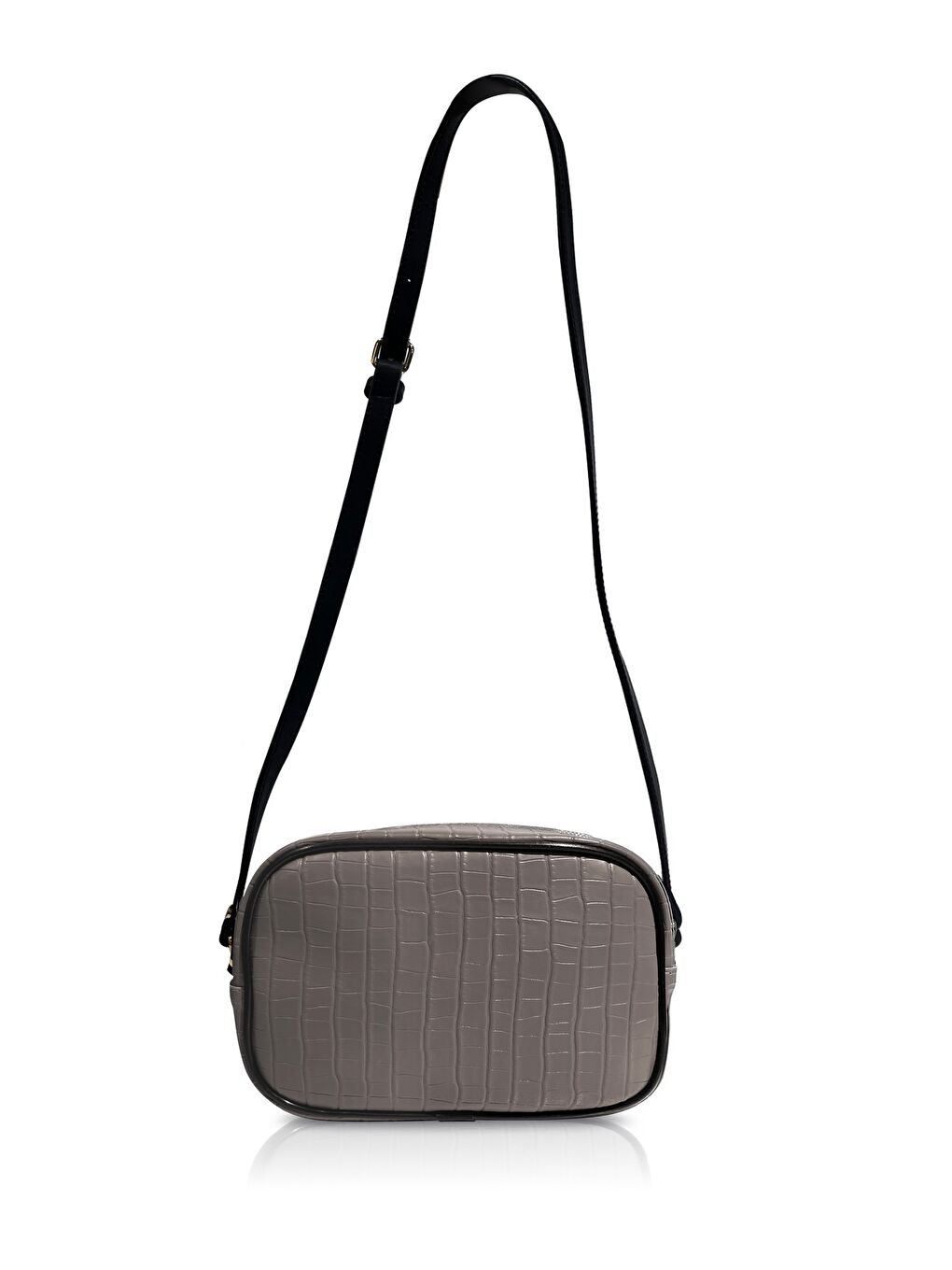 Gri Kadın Croco Desen Çapraz Çanta-2